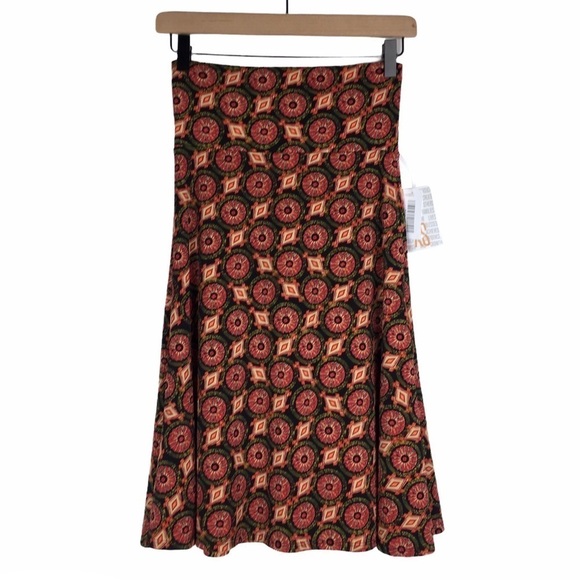 LULAROE Azure Skirt Knee Length Southwestern Windmill Flowy Stretchy Size XS NWT - Picture 2 of 13